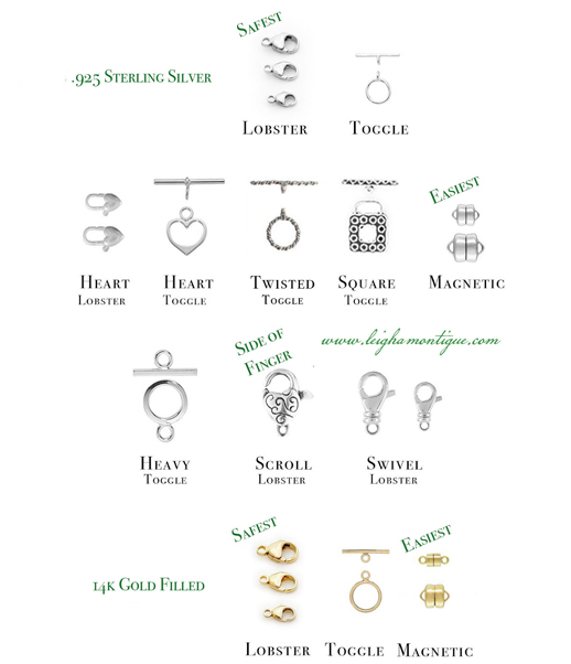 Sterling Silver and Gold Claps options for beaded bracelets by Leigha Montigue