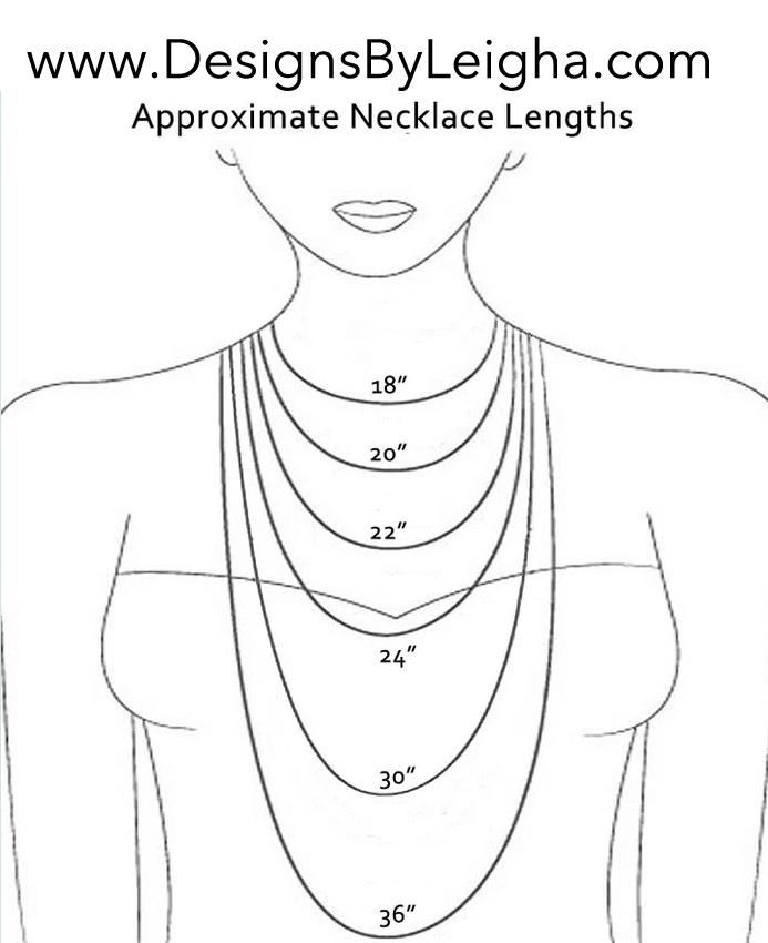 necklace lengths / sizes on a model